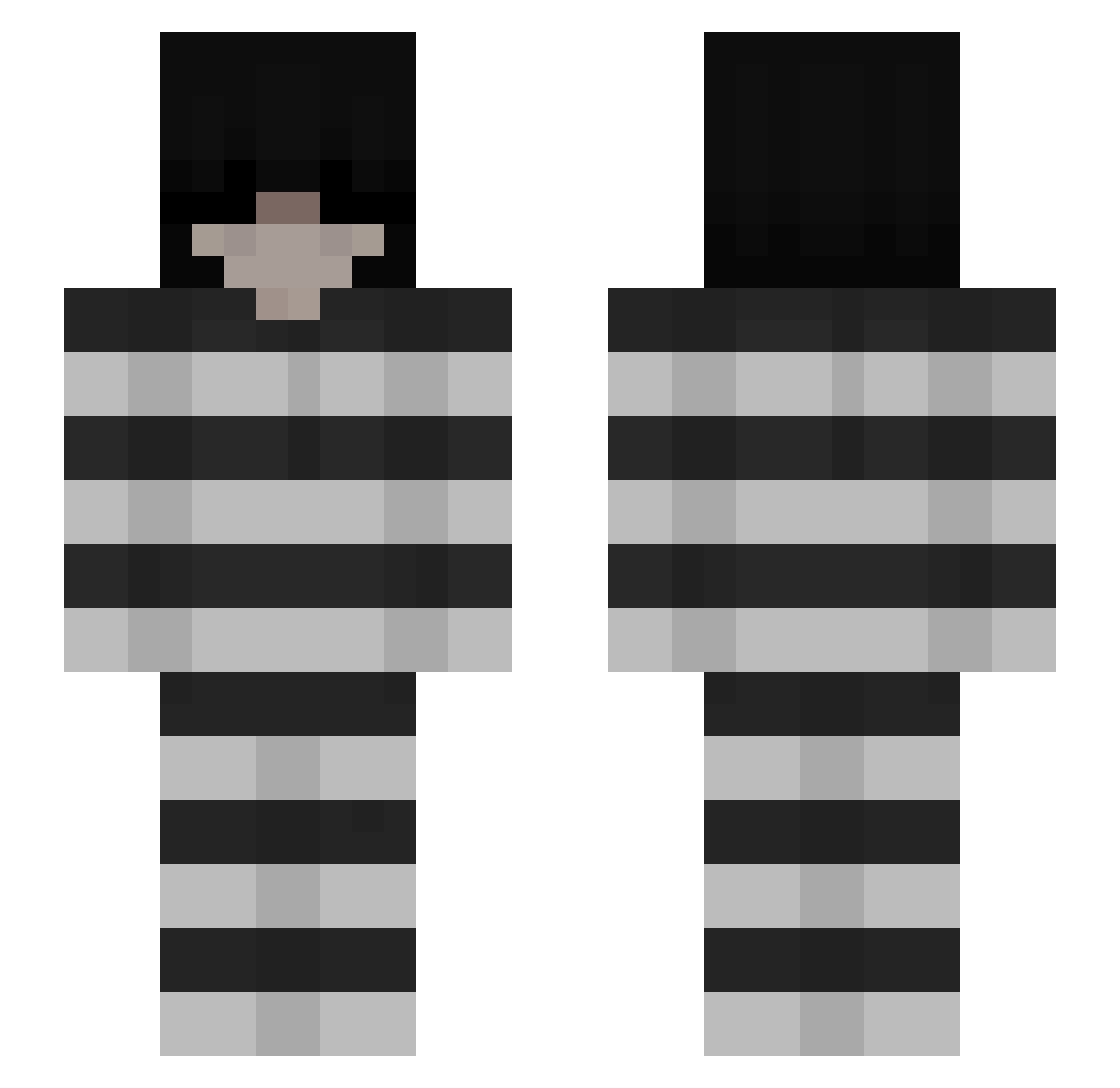 Detainees Minecraft skin, front and back view