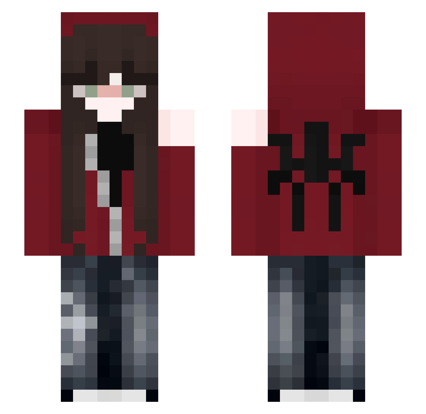 AnniRocket Minecraft skin, front and back view