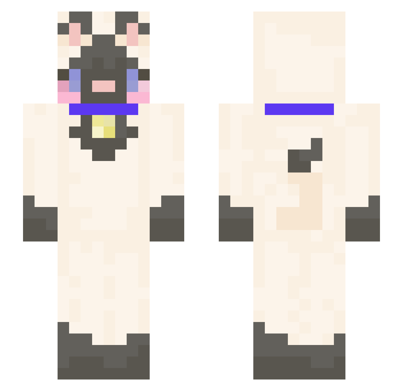 Deptrious Minecraft skin, front and back view