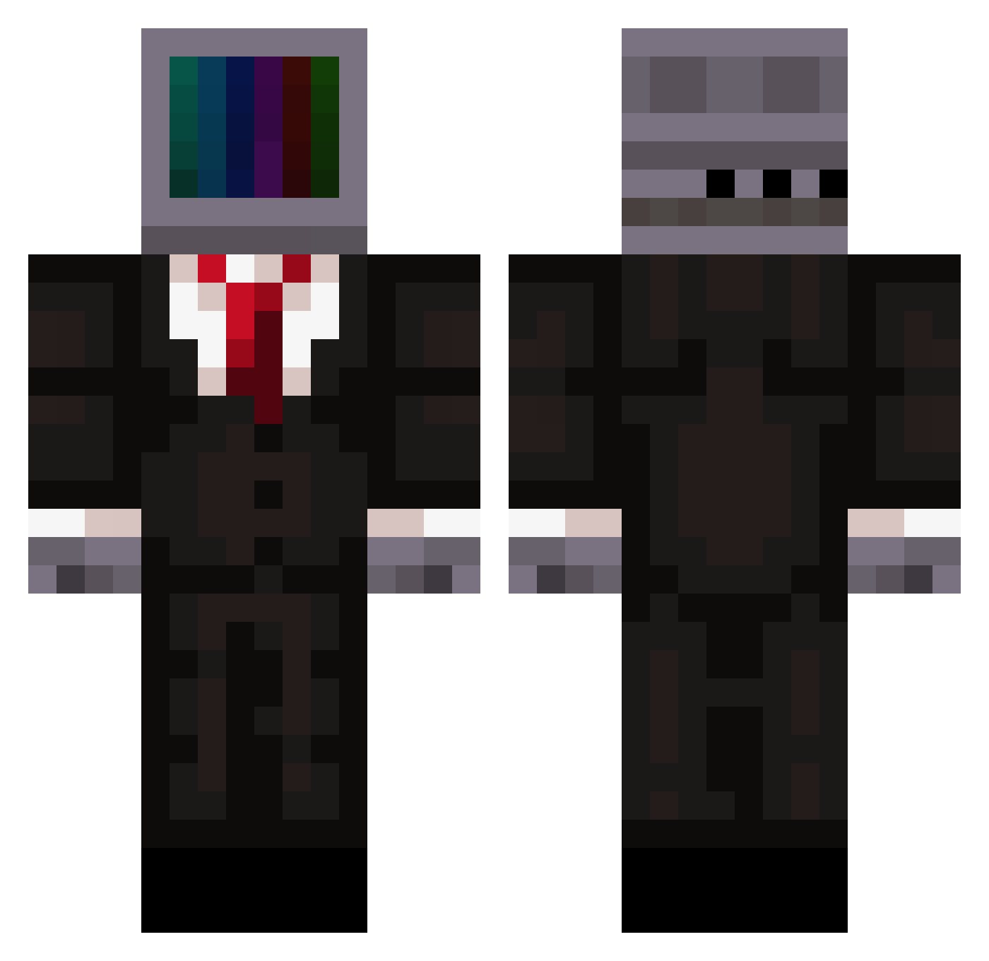 Deaddoc Minecraft skin, front and back view