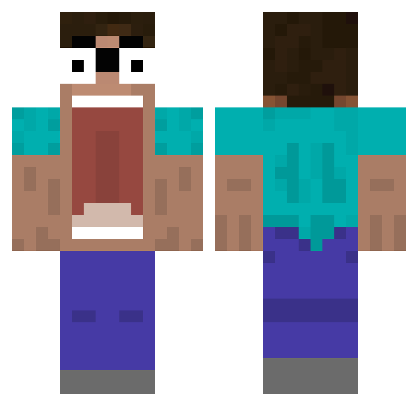 camped Minecraft skin, front and back view
