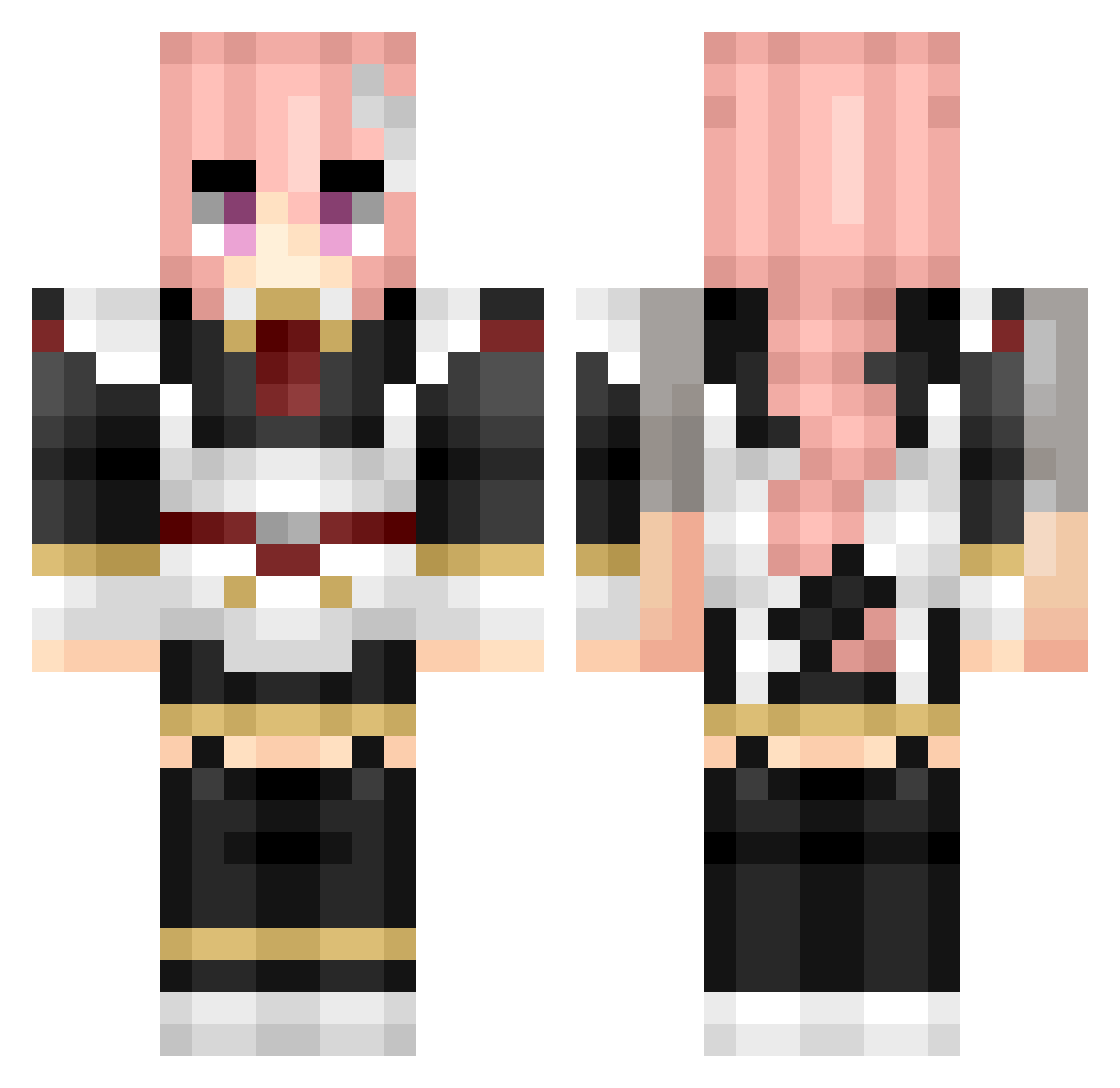 Fuuuczak Minecraft skin, front and back view
