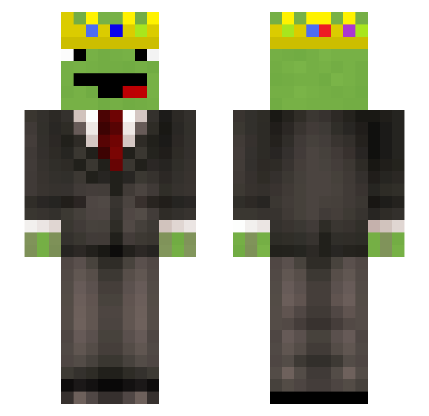 Zipplo Minecraft skin, front and back view