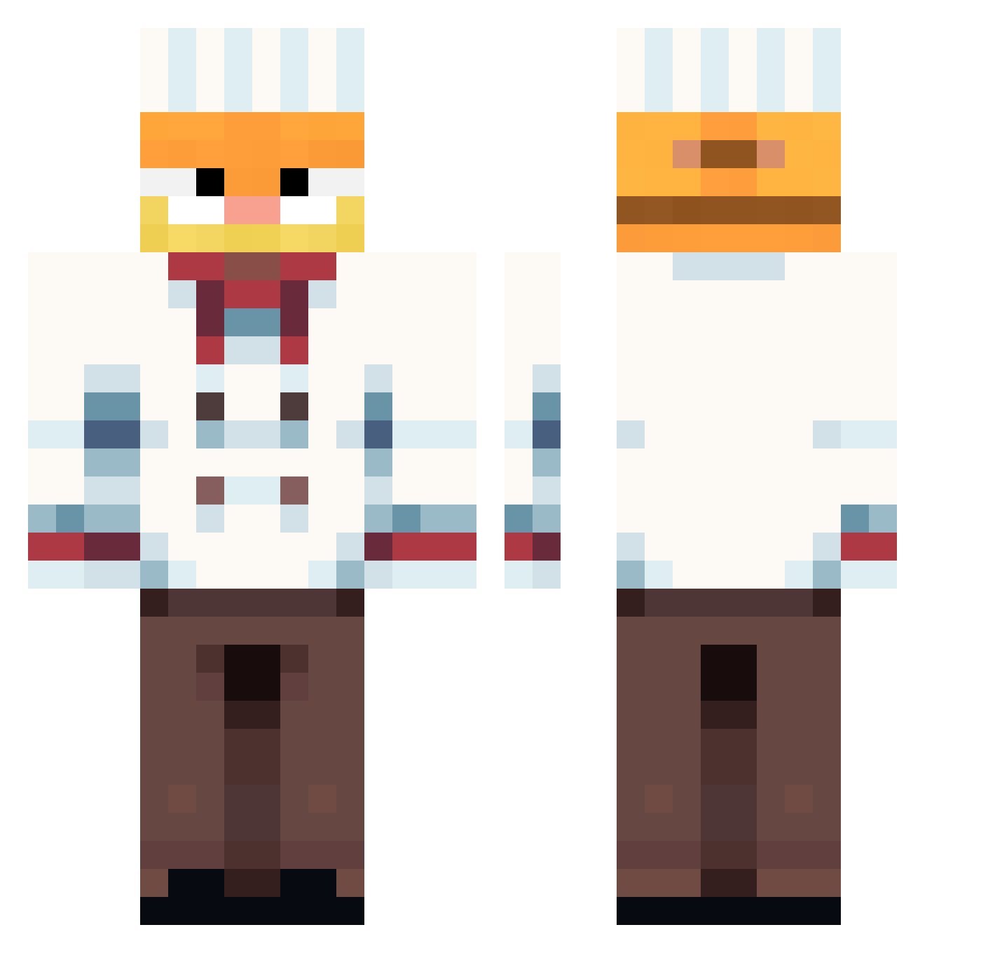ChickenLover_1 Minecraft skin, front and back view