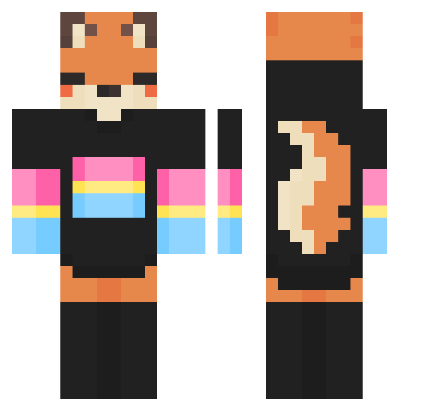 FoxGODS10 Minecraft skin, front and back view