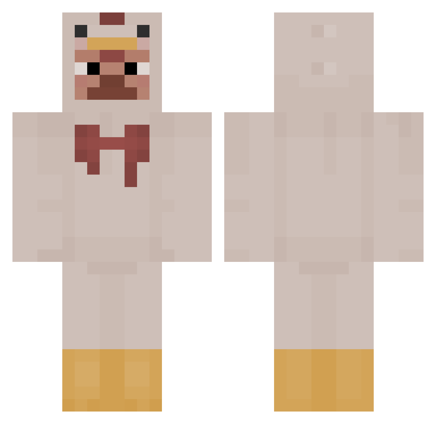 ZeMelch Minecraft skin, front and back view