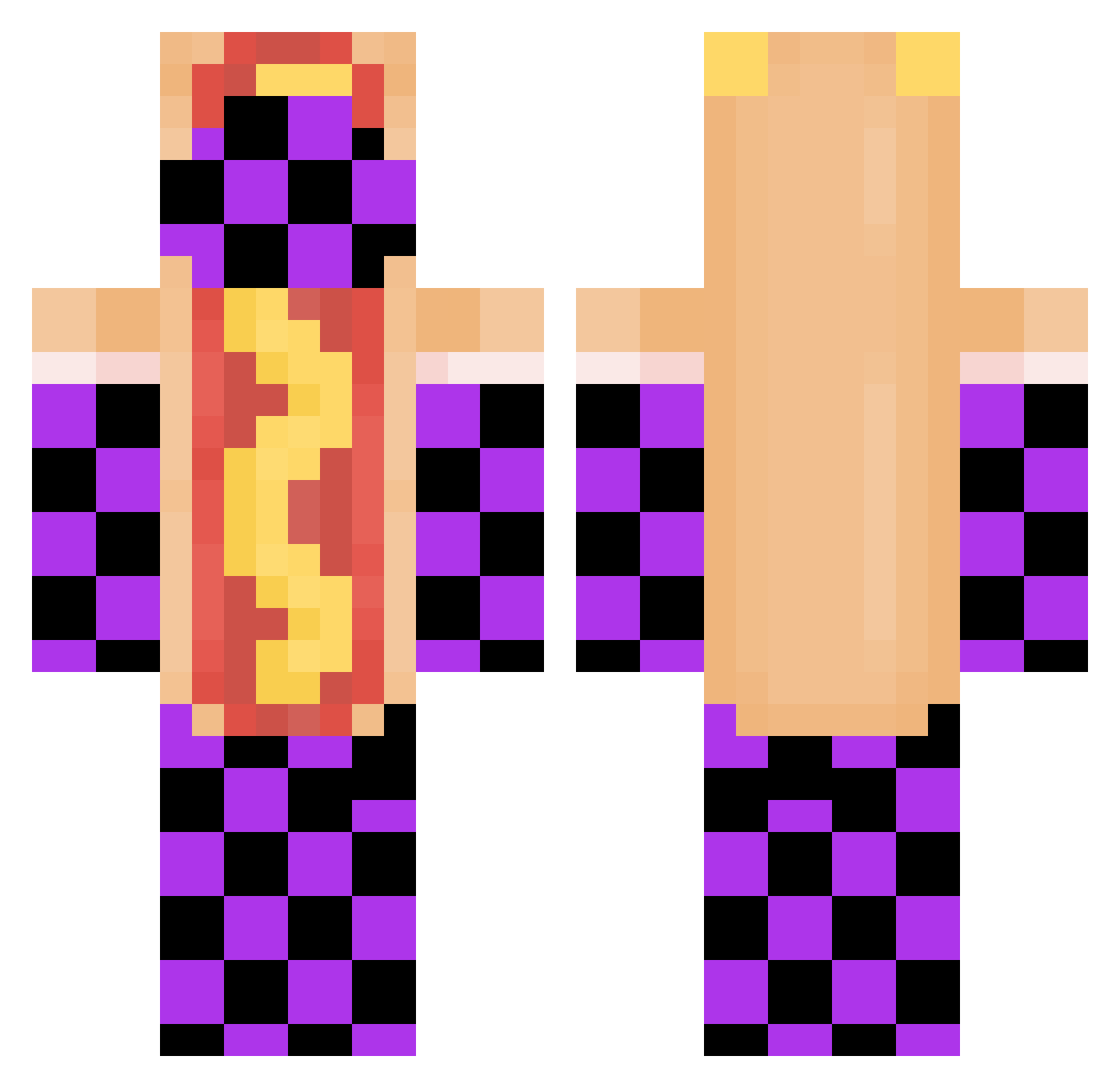 JustAut0 Minecraft skin, front and back view