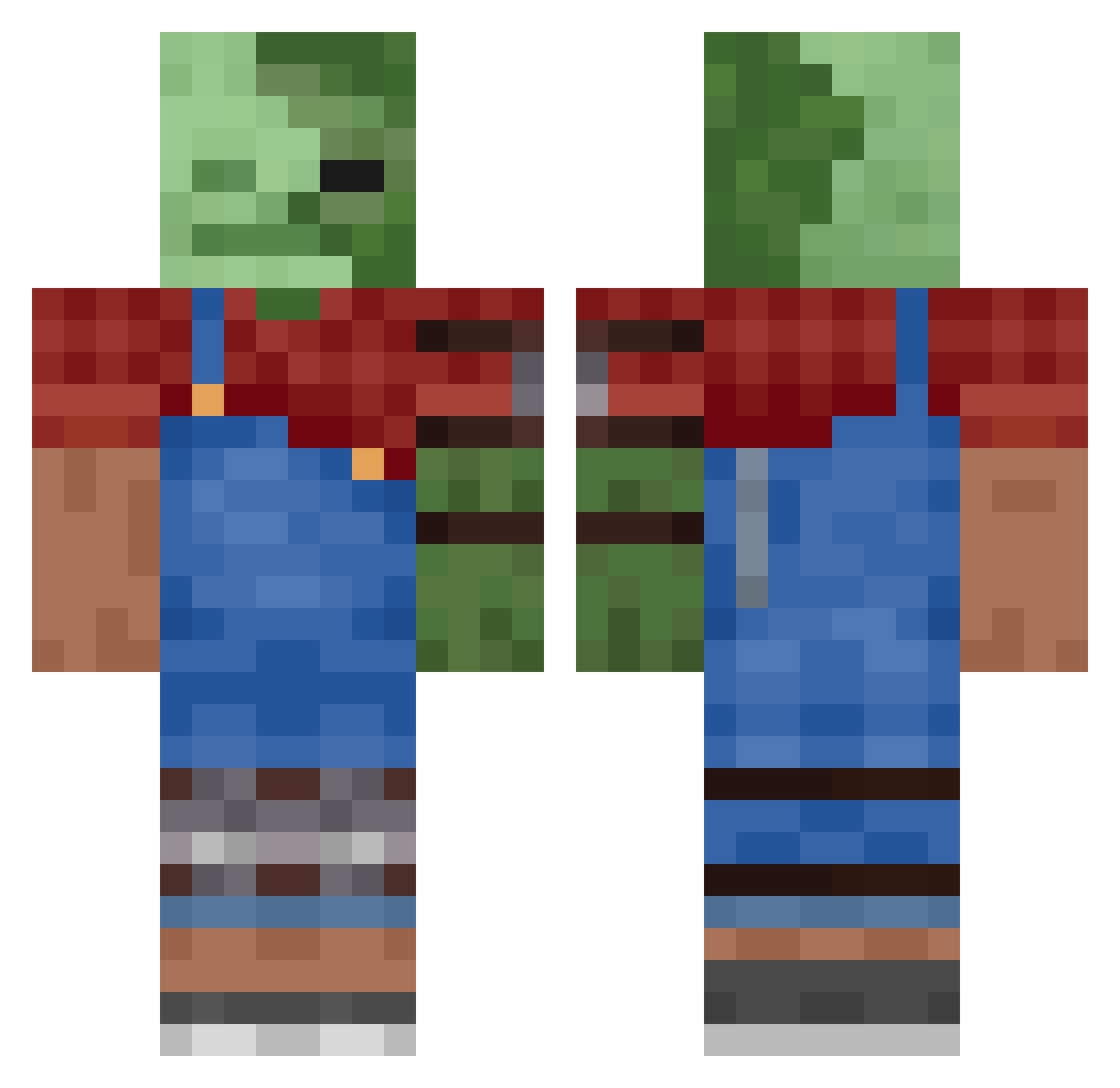 PURPLE_FOXX Minecraft skin, front and back view