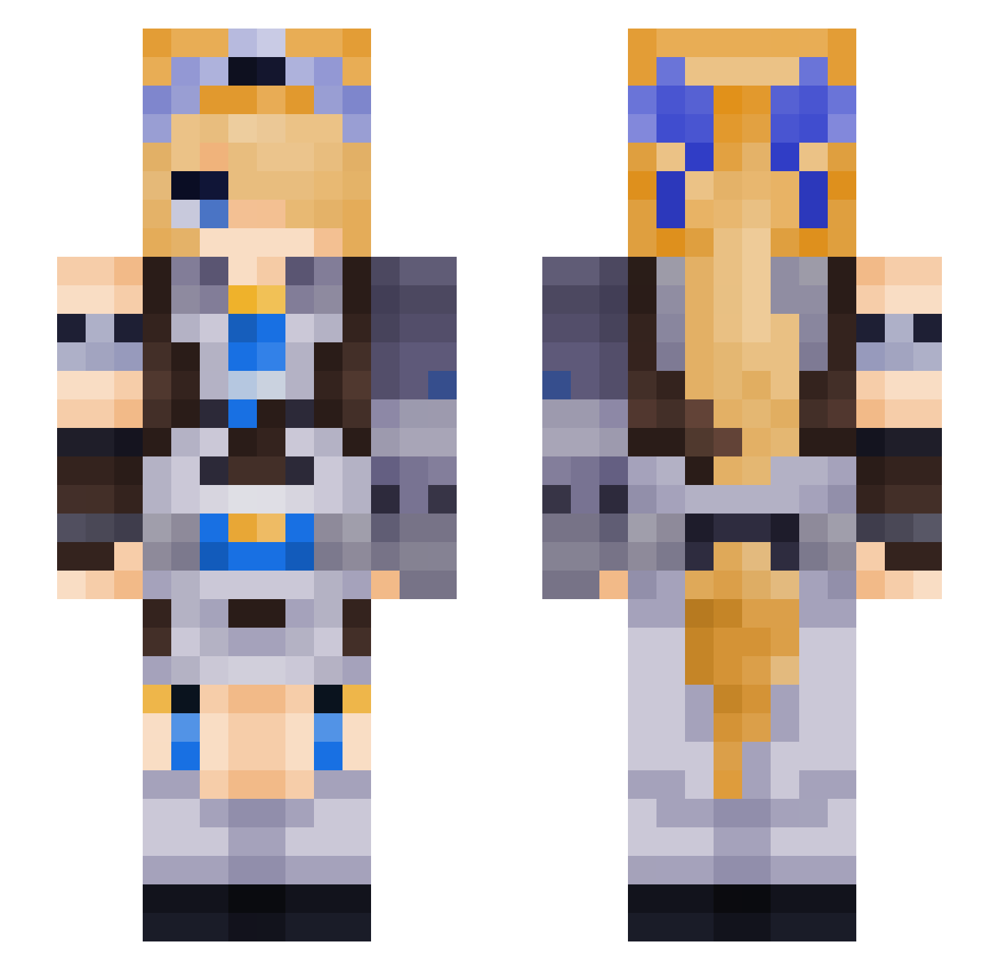 kxtrx Minecraft skin, front and back view