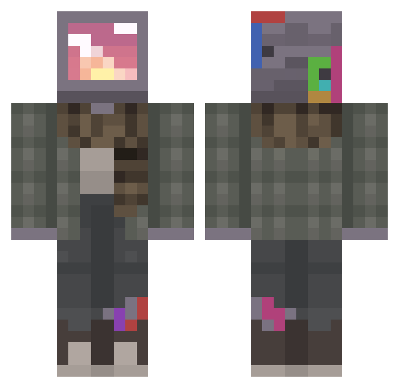 Arda Minecraft skin, front and back view