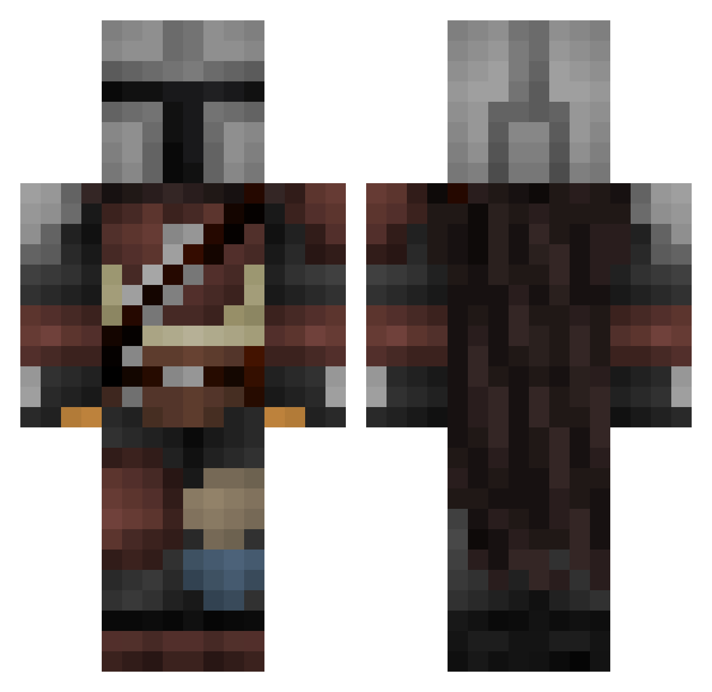 Steeliest Minecraft skin, front and back view