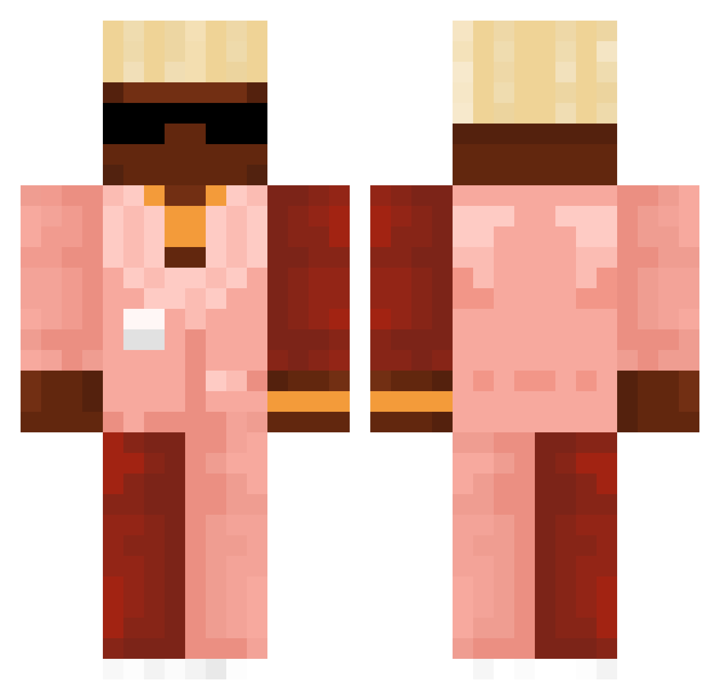 acetylasalicylic Minecraft skin, front and back view