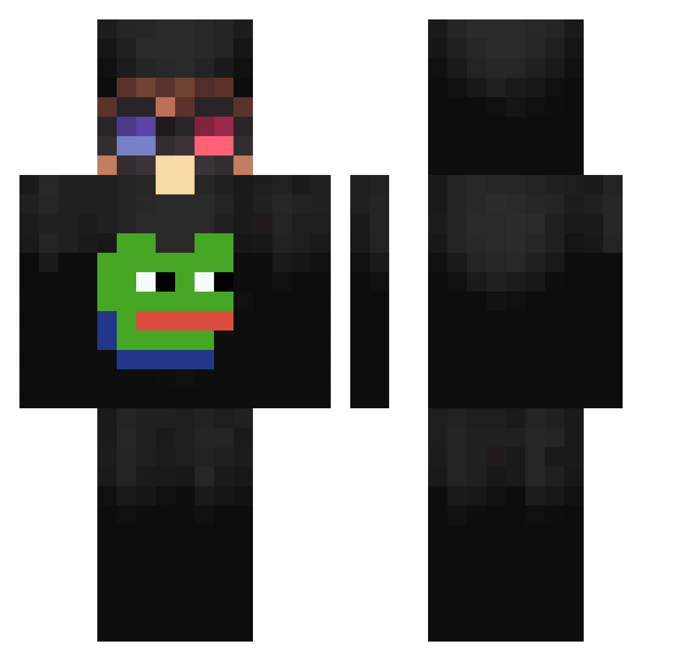 pndm64 Minecraft skin, front and back view