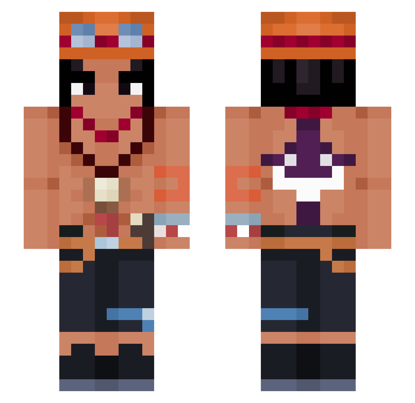 majinmel Minecraft skin, front and back view