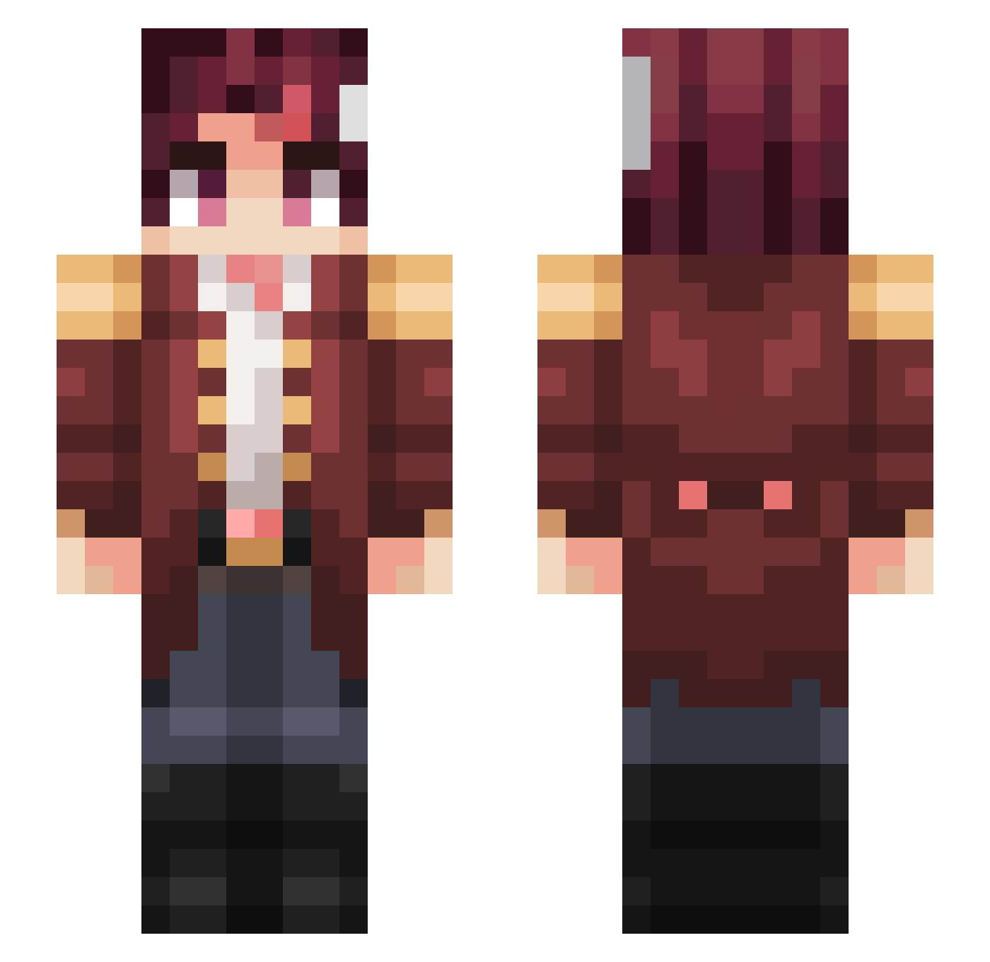Luukisjarig Minecraft skin, front and back view