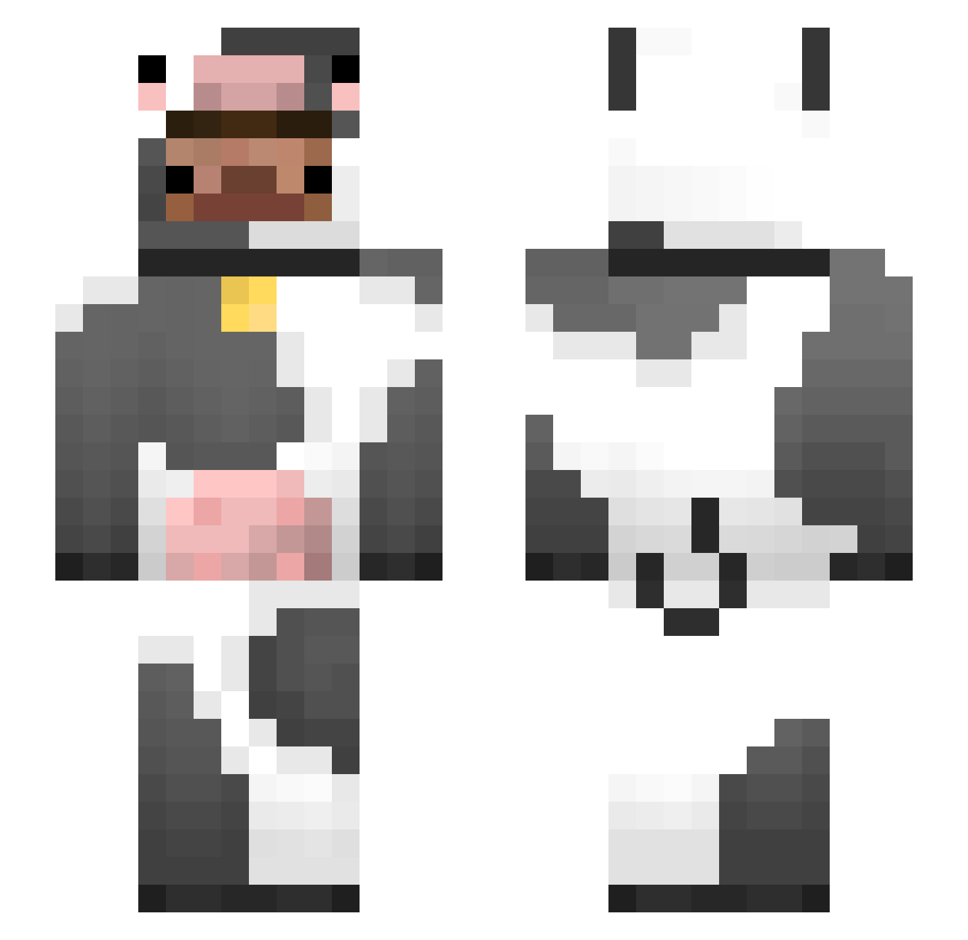 MecaE Minecraft skin, front and back view