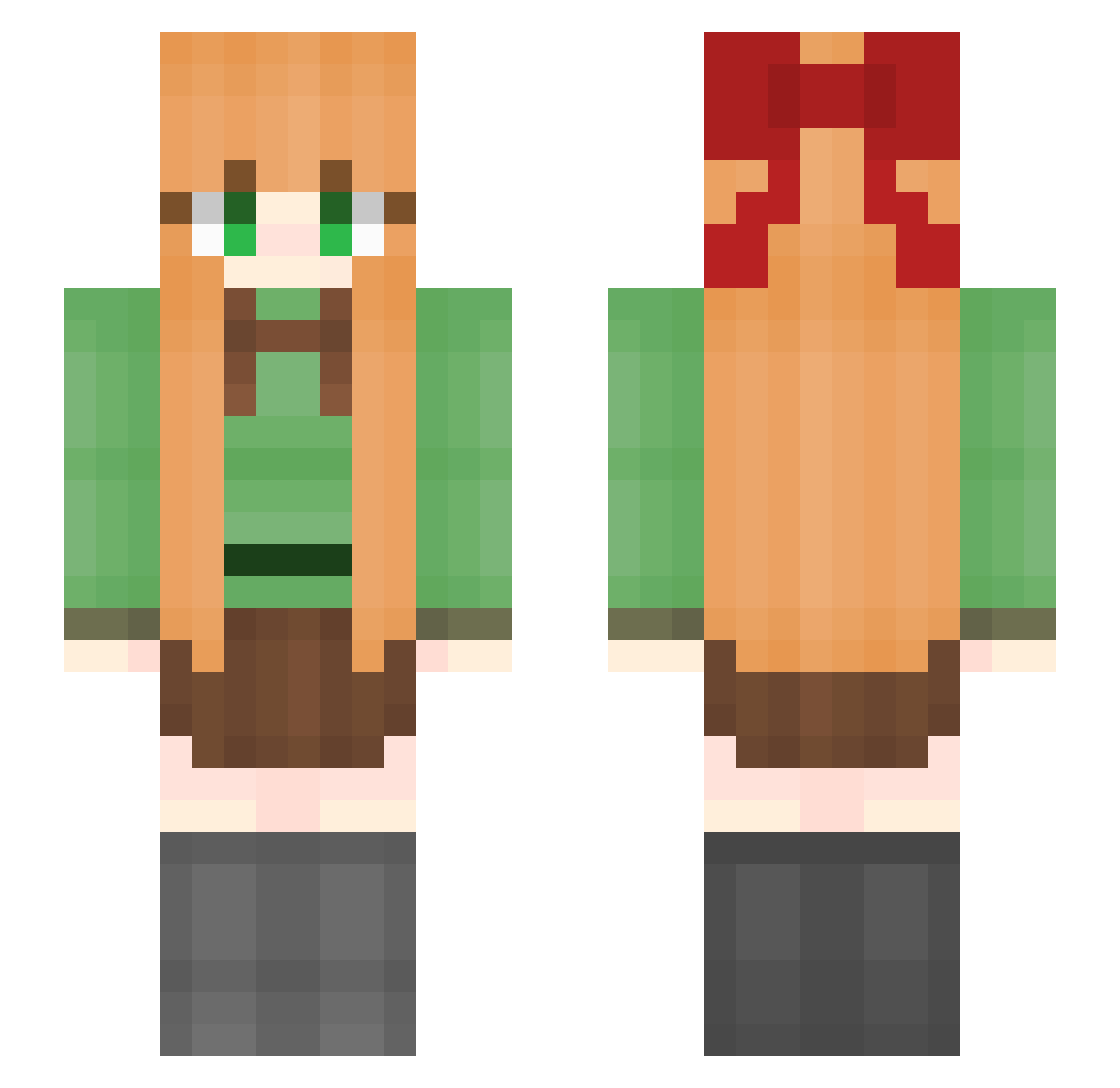 PigGod66 Minecraft skin, front and back view