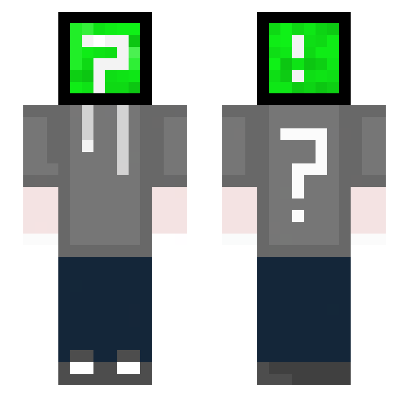 QuestionBlock7 Minecraft skin, front and back view