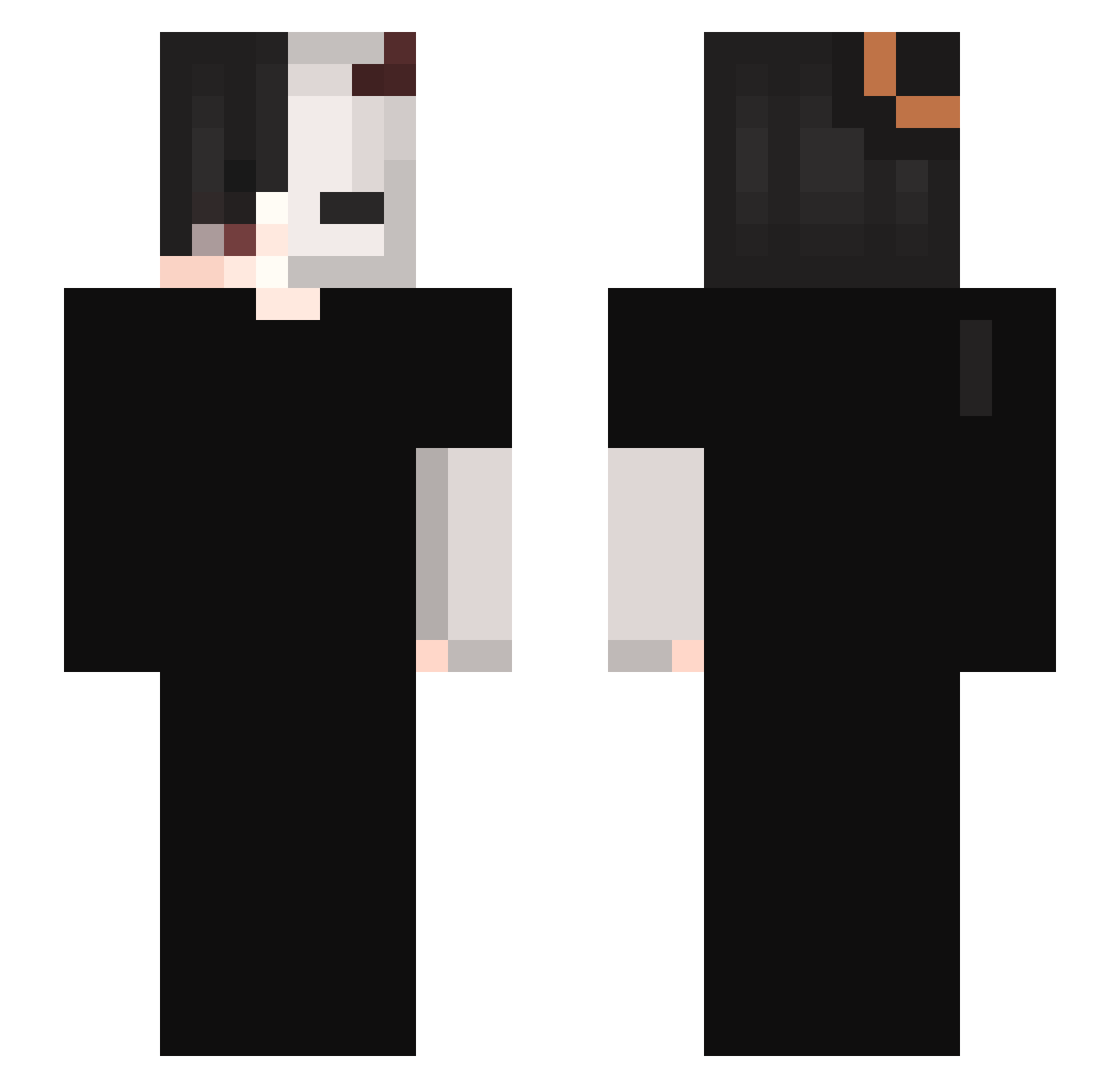 TheLeqitKillerHD Minecraft skin, front and back view