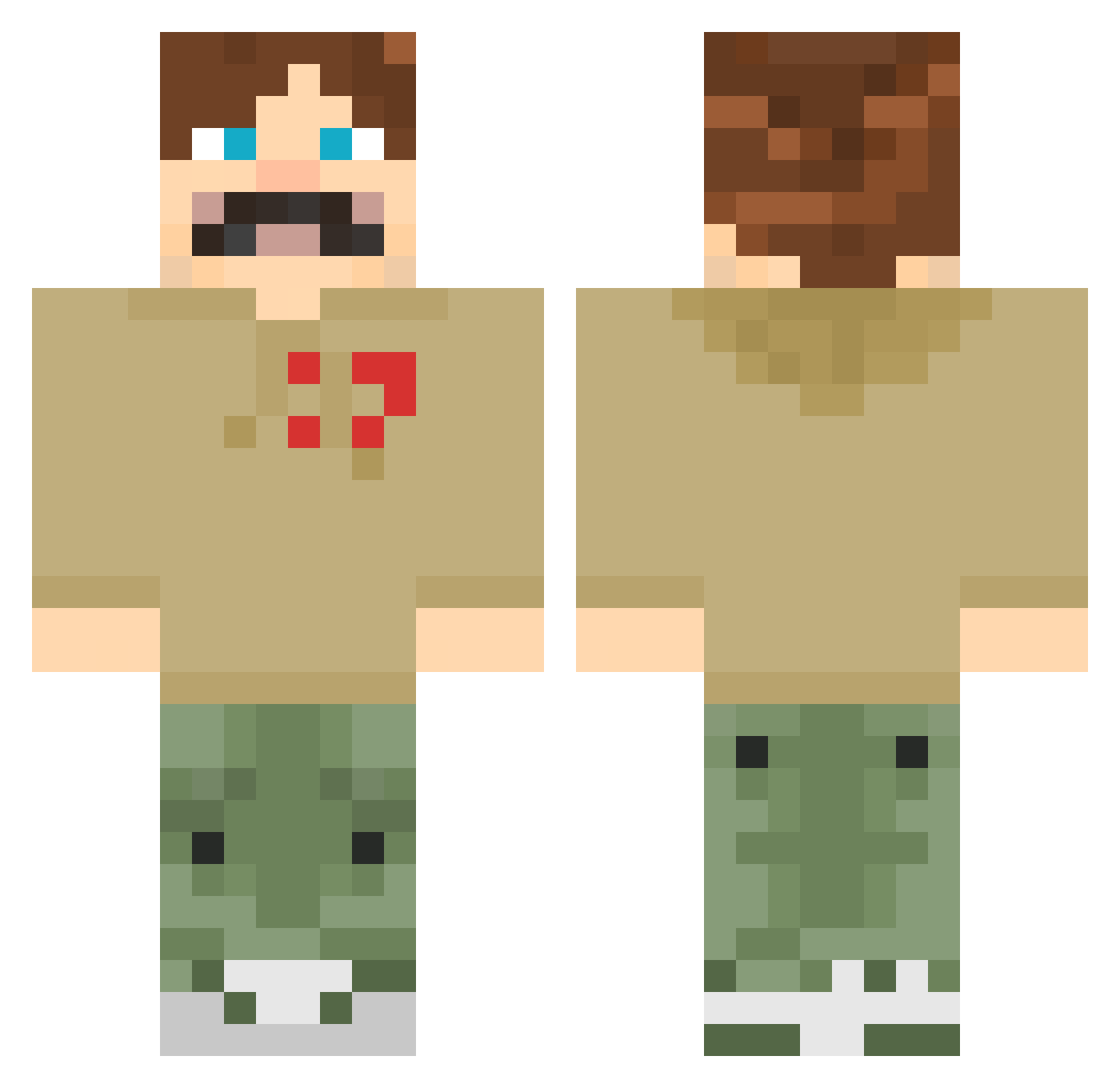 f00li Minecraft skin, front and back view