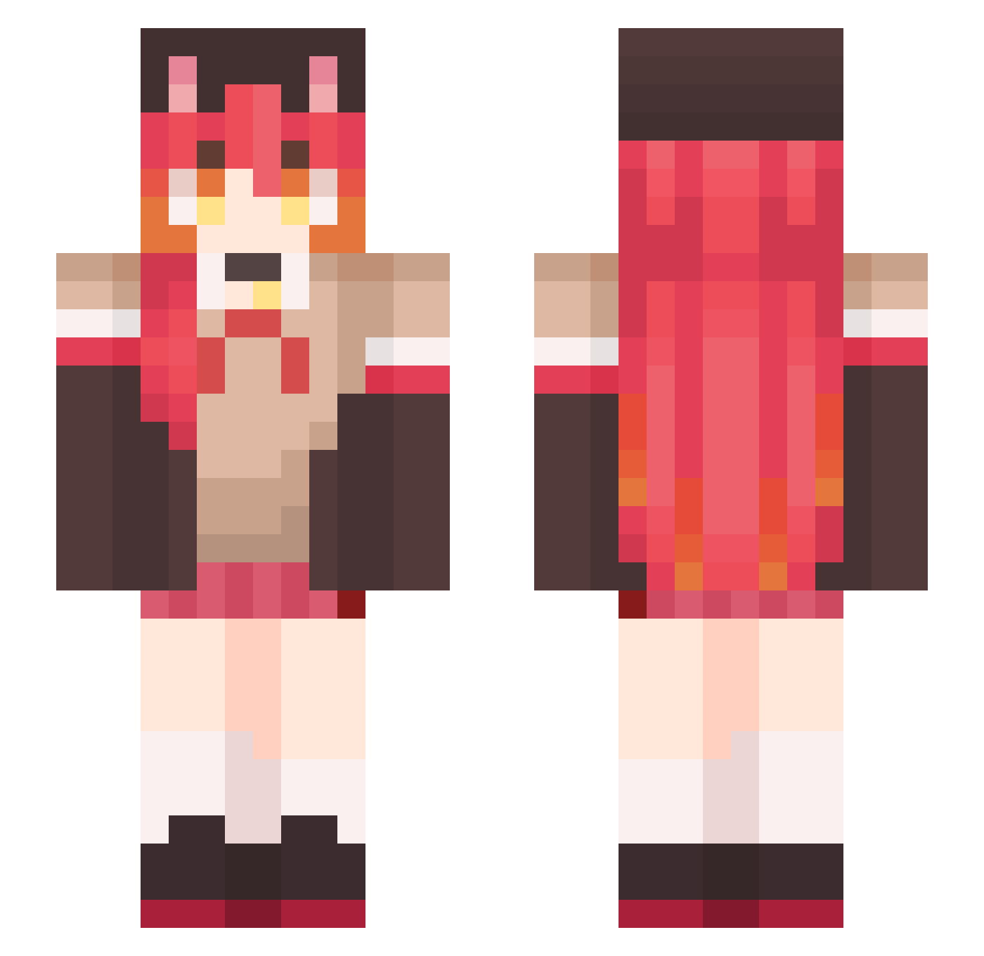 nnneir Minecraft skin, front and back view