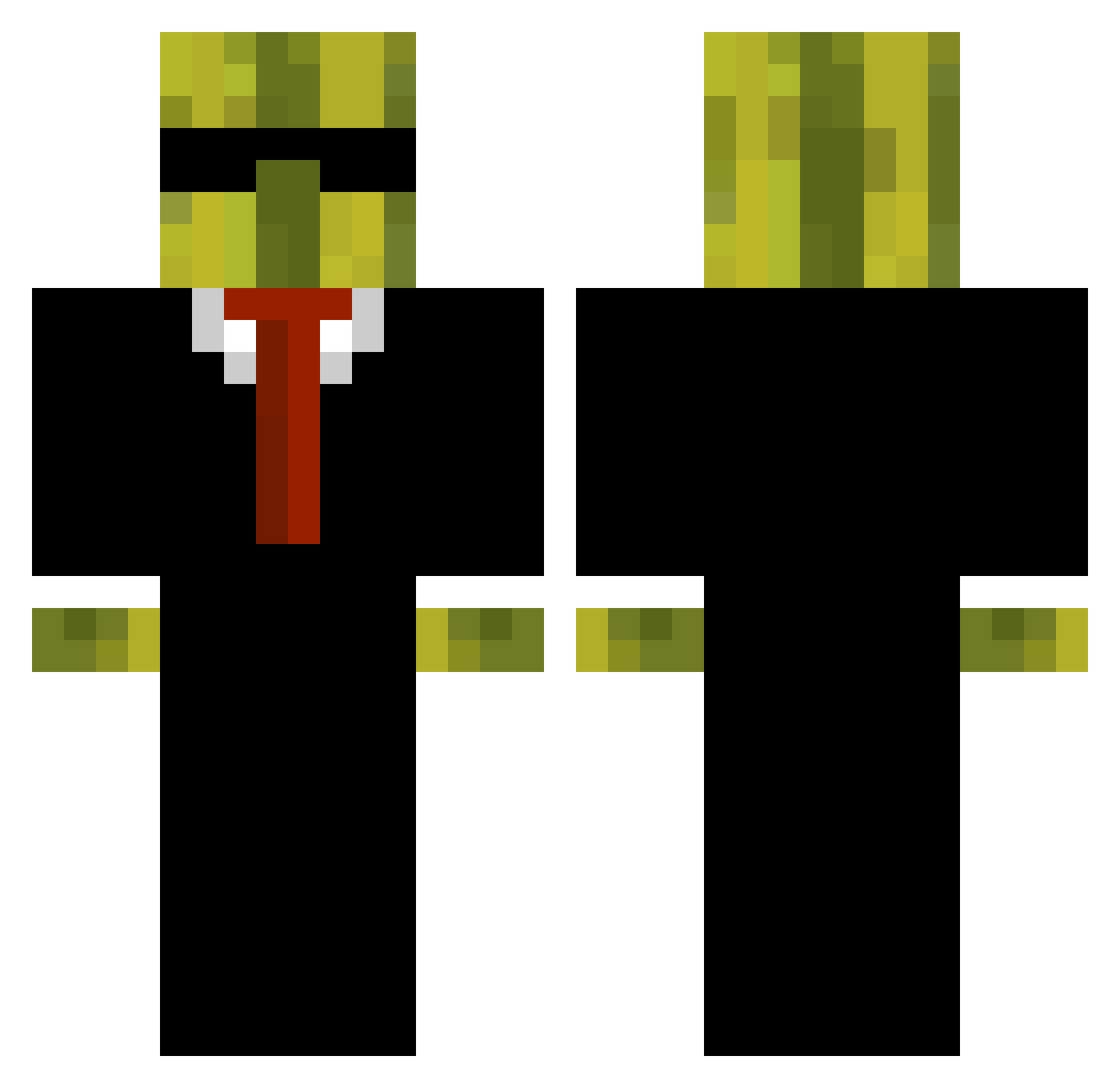 indenting Minecraft skin, front and back view