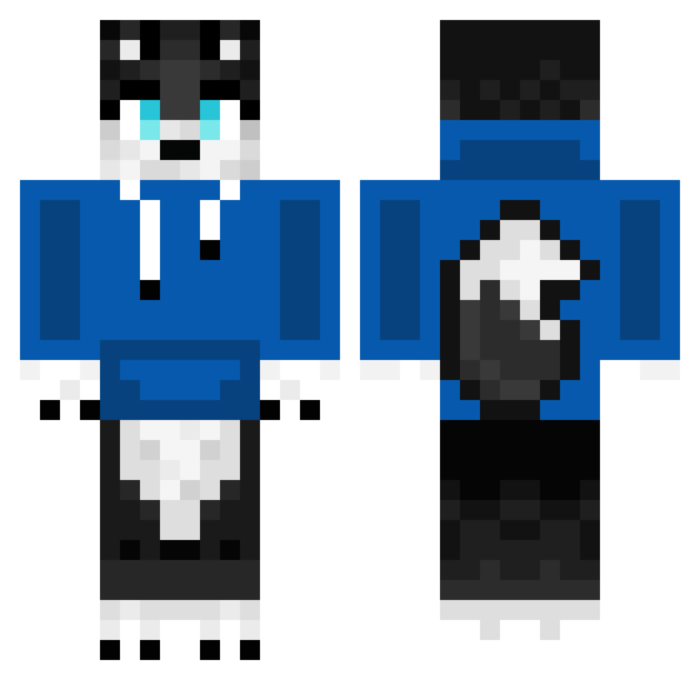 jelivox Minecraft skin, front and back view