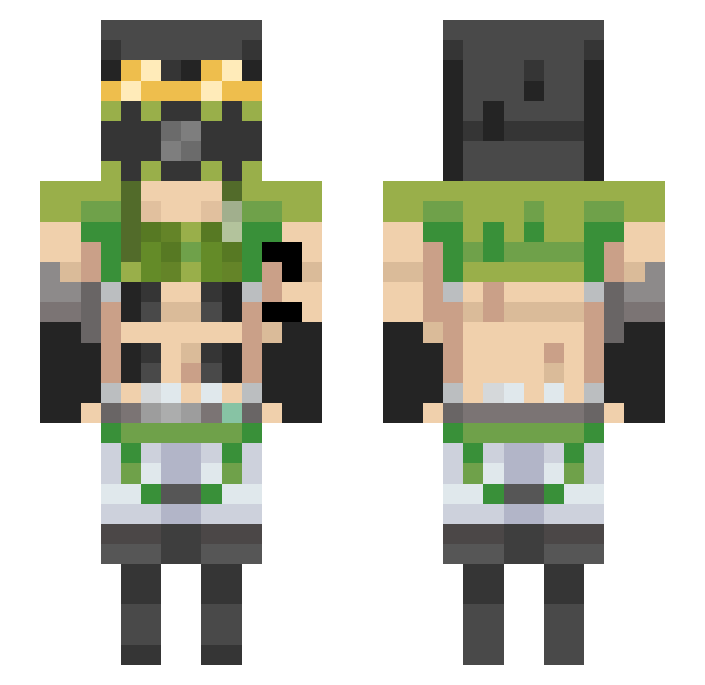 PixL0L Minecraft skin, front and back view
