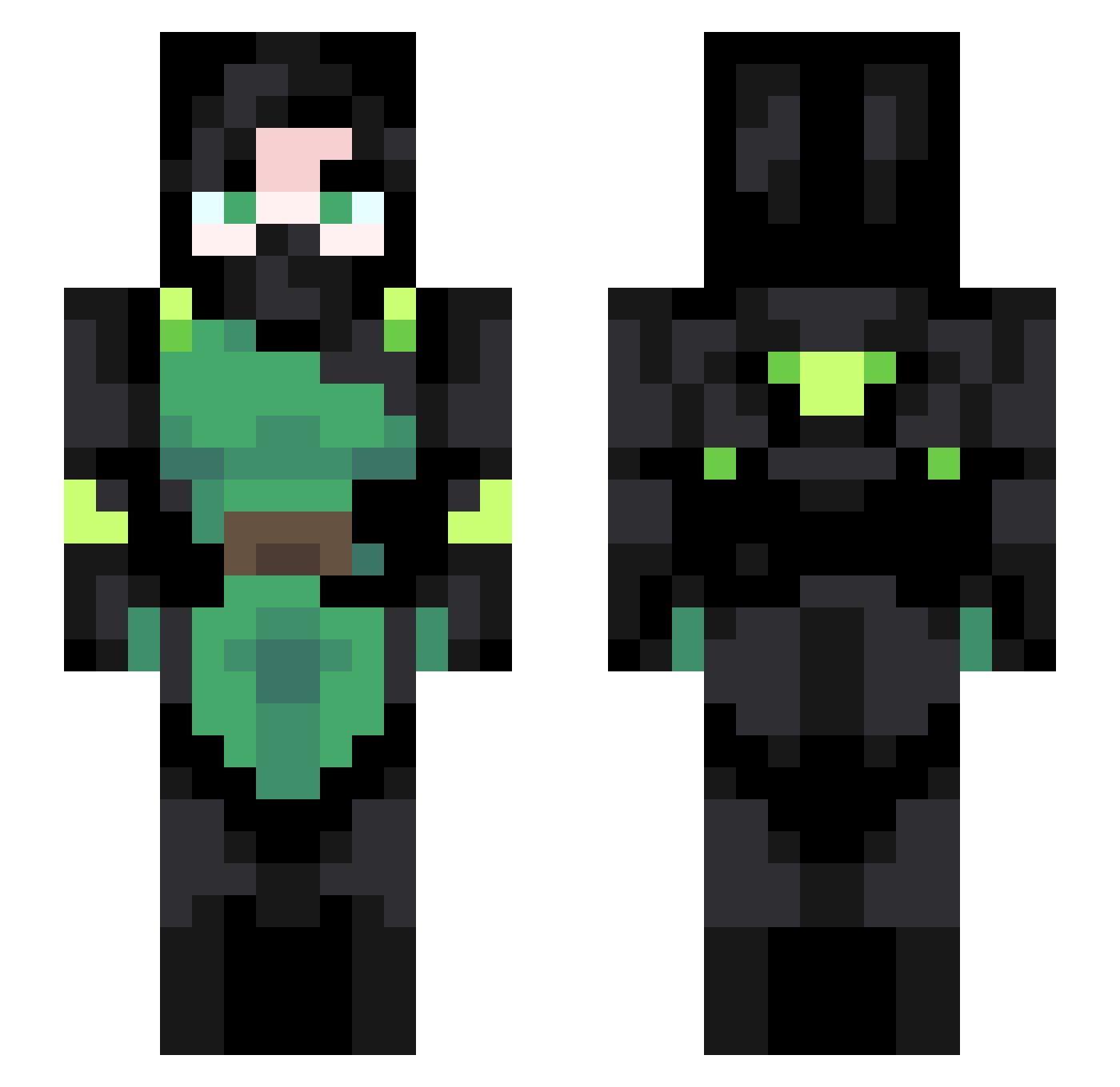 WhereTo Minecraft skin, front and back view