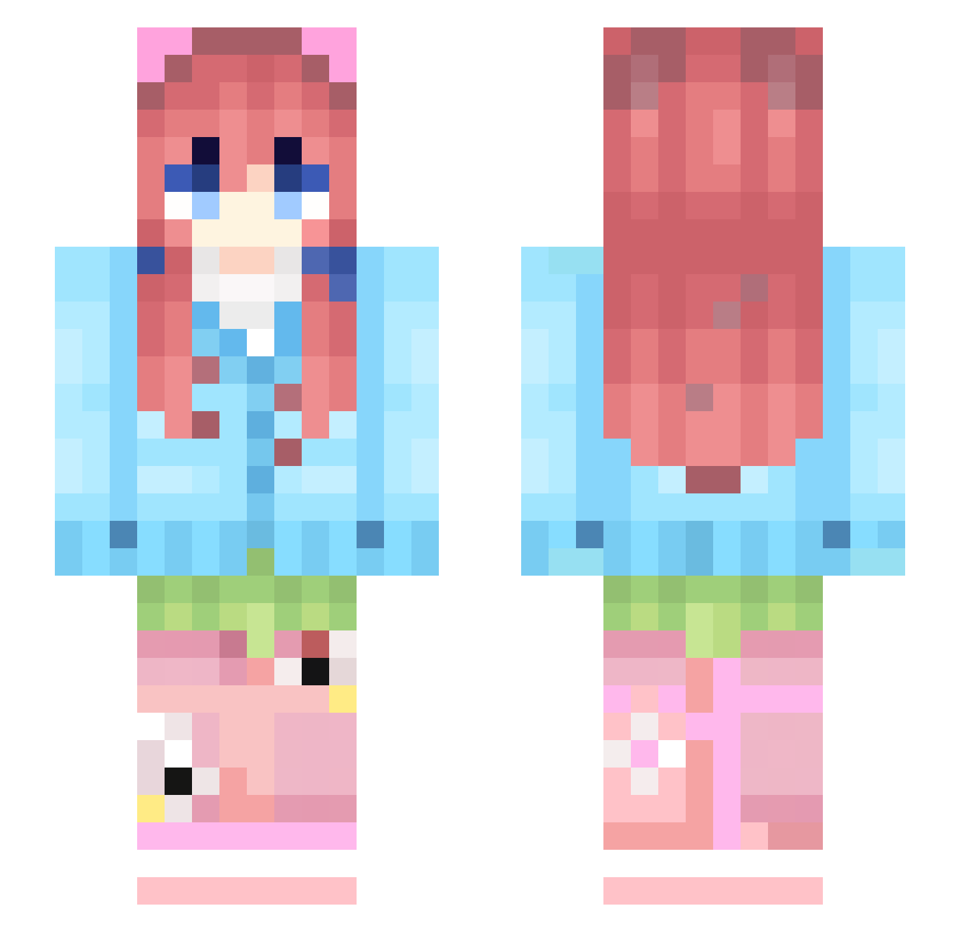Thaleen Minecraft skin, front and back view