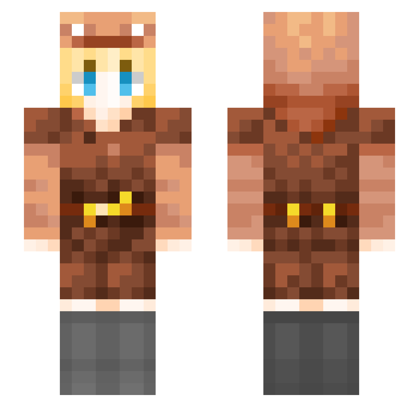 YNfkxr Minecraft skin, front and back view