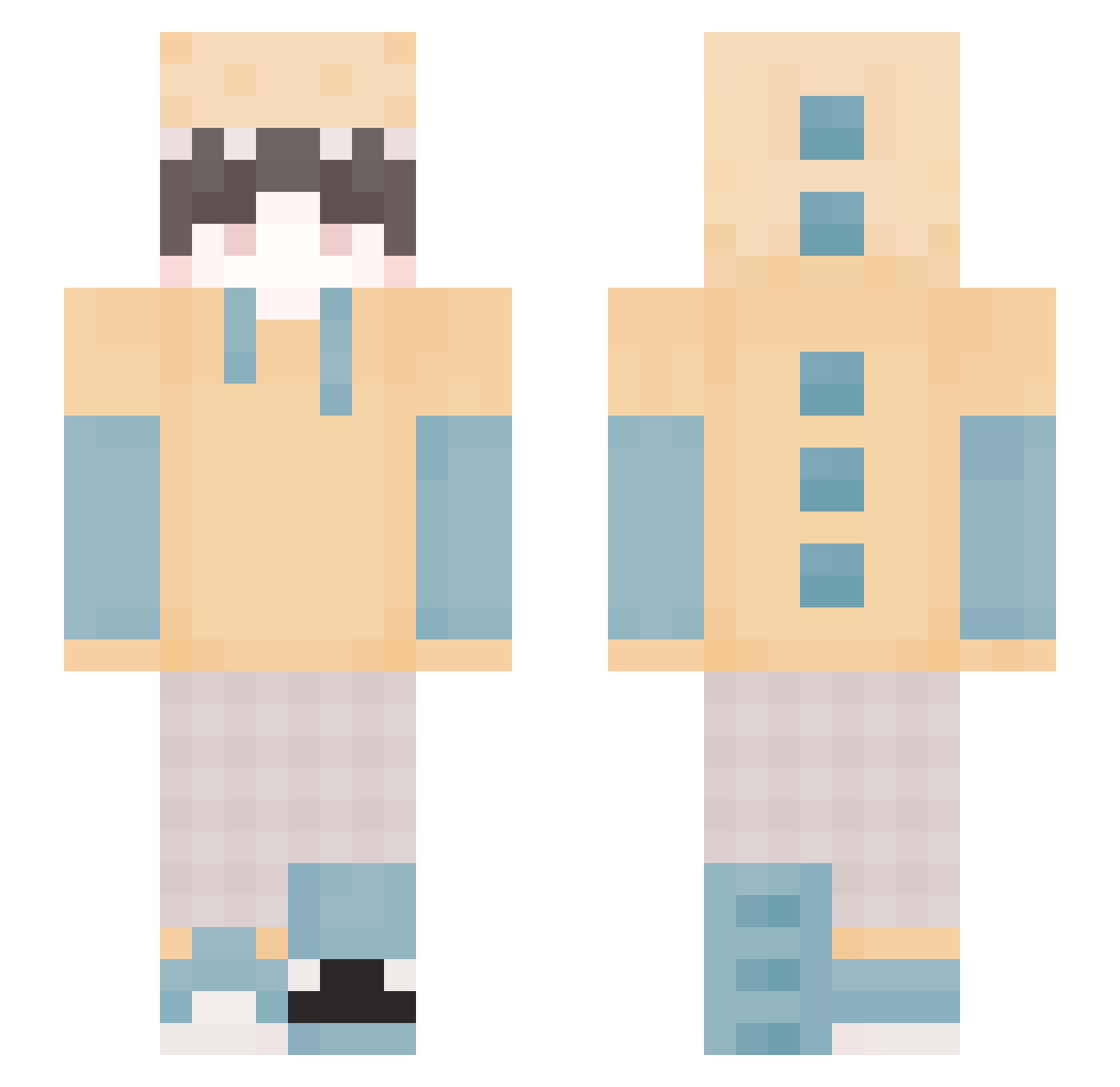 AresClot Minecraft skin, front and back view