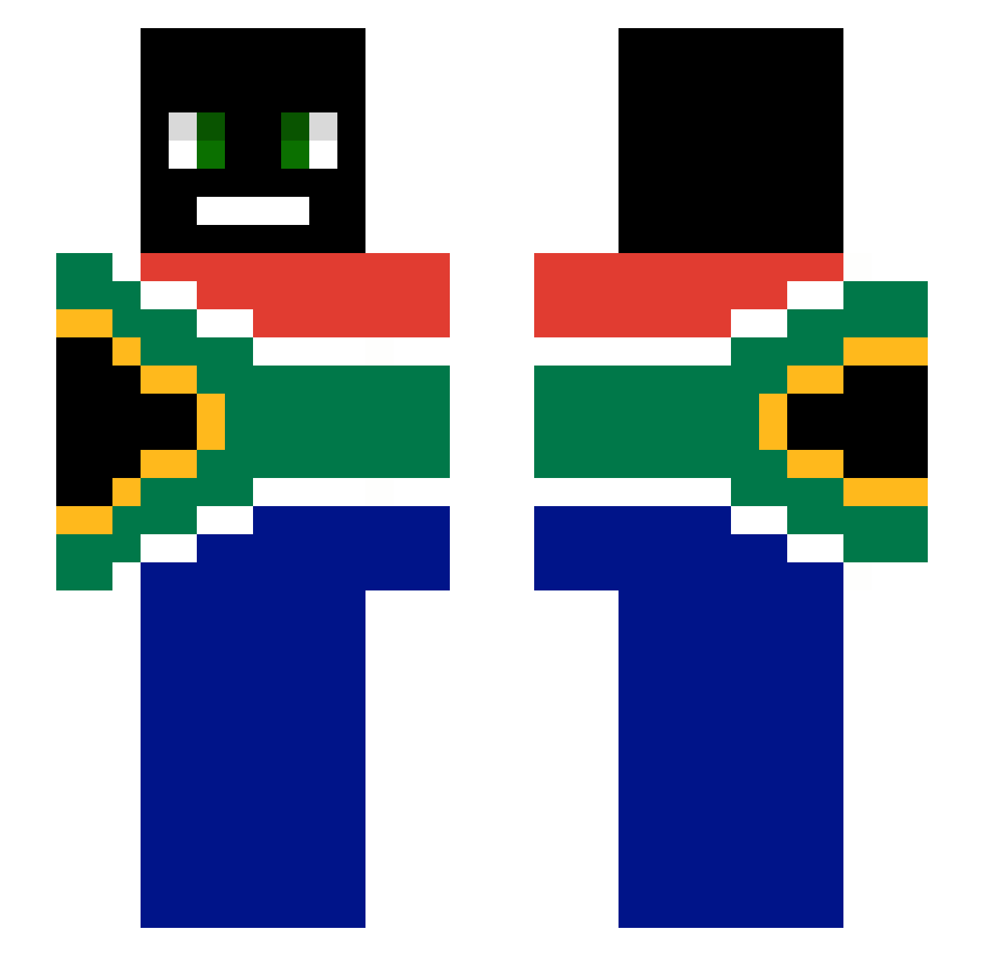 haced Minecraft skin, front and back view