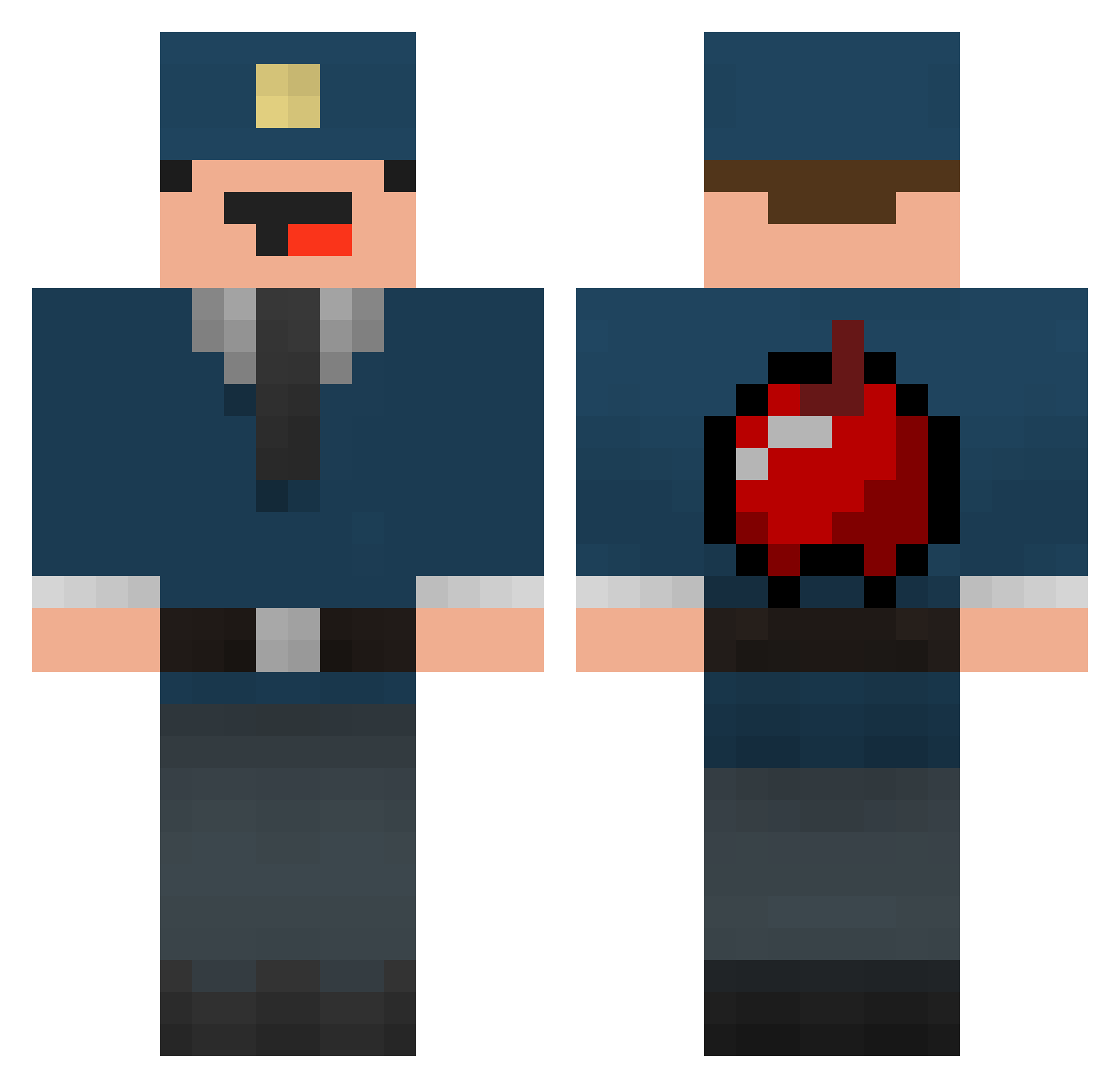 Commissary Minecraft skin, front and back view