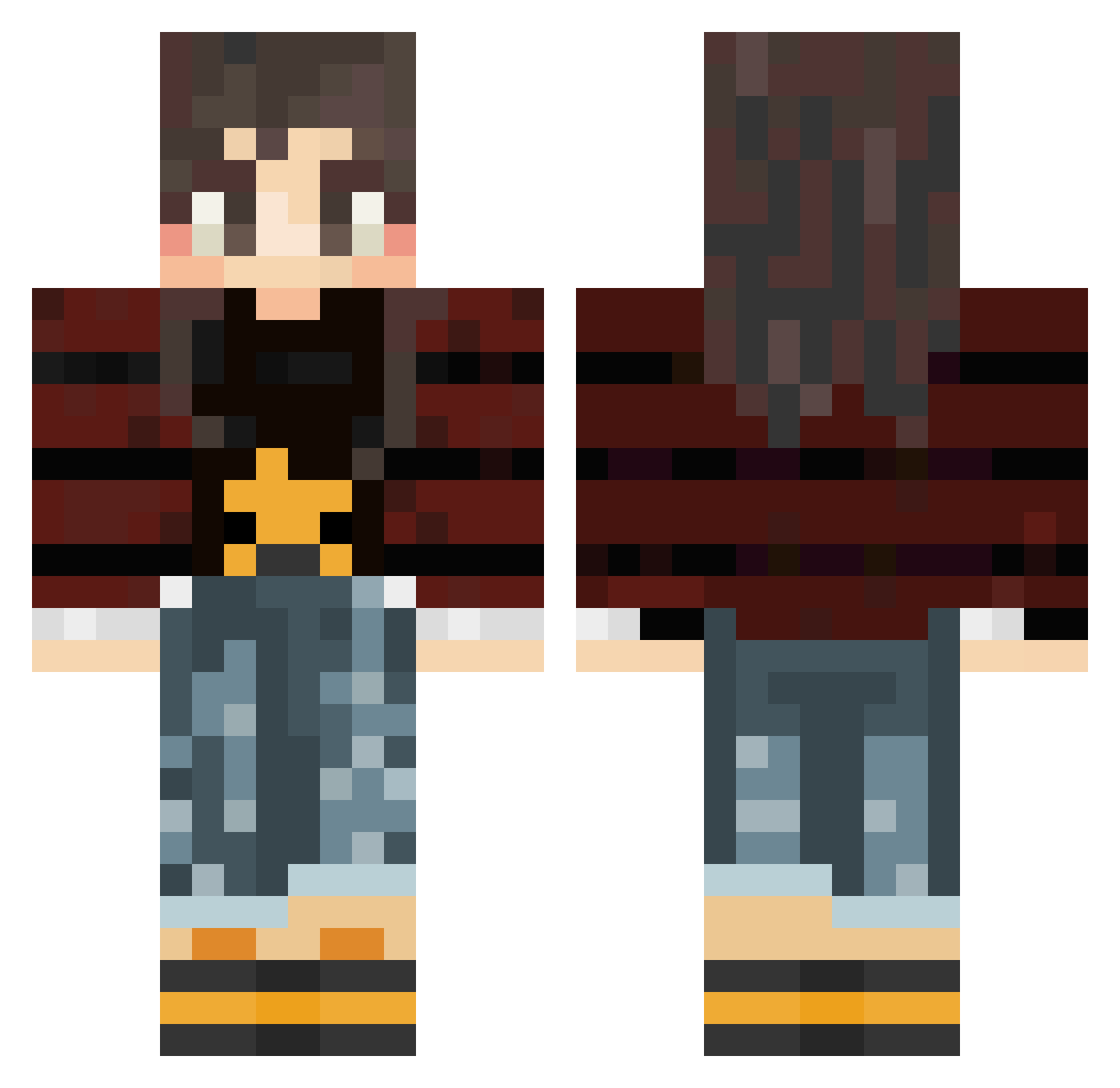 drequev Minecraft skin, front and back view