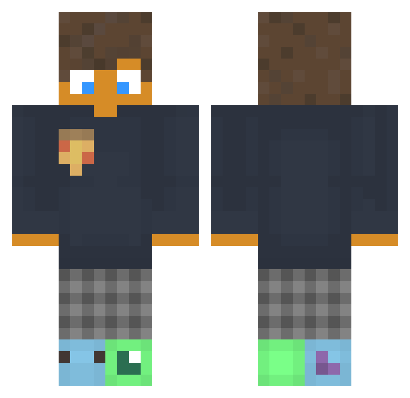PedroHK20 Minecraft skin, front and back view