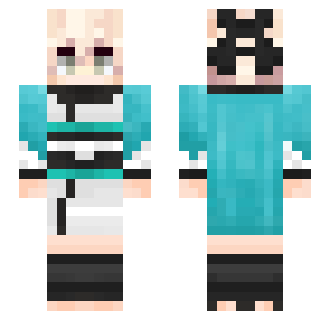 Kilosauce Minecraft skin, front and back view