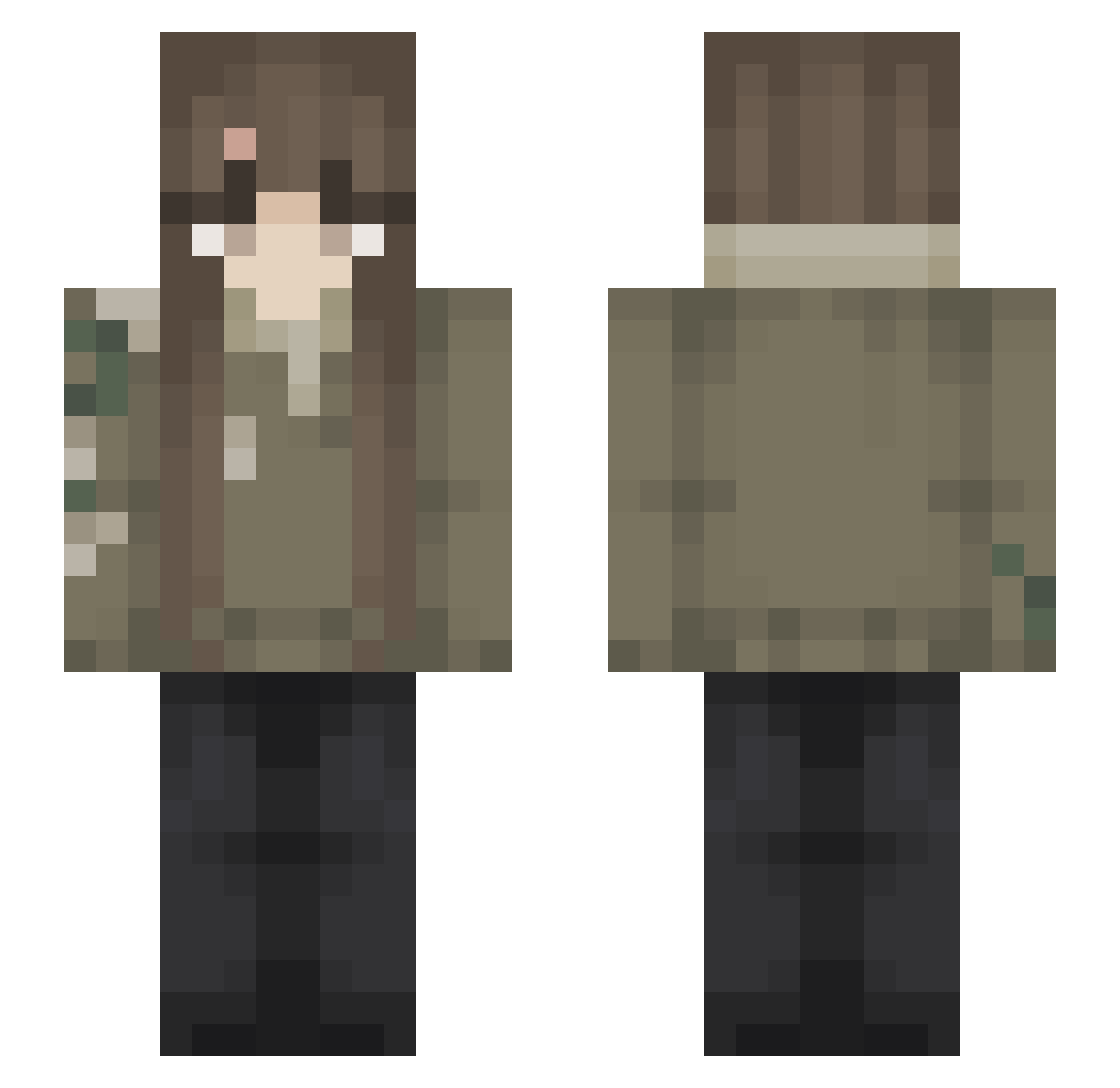 Kayaw Minecraft skin, front and back view