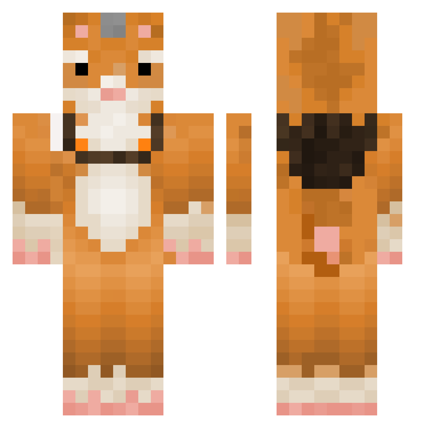 MiddleBourn Minecraft skin, front and back view