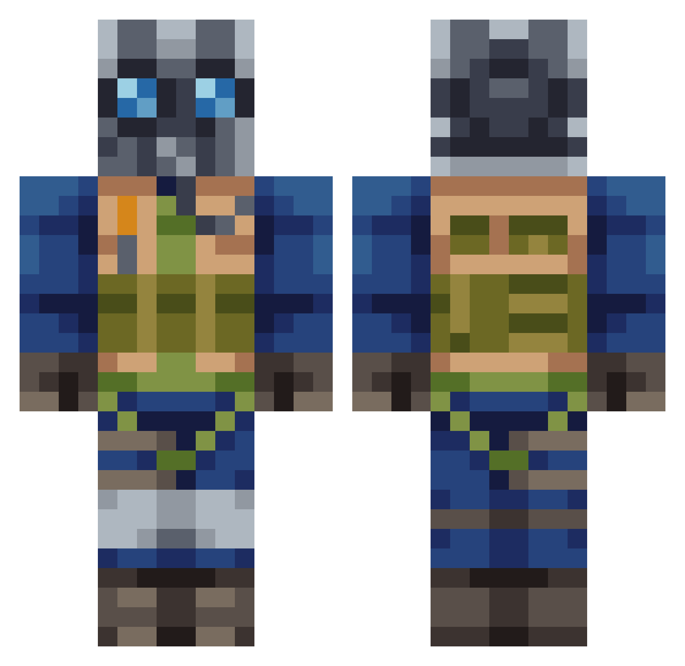 AuaU98 Minecraft skin, front and back view
