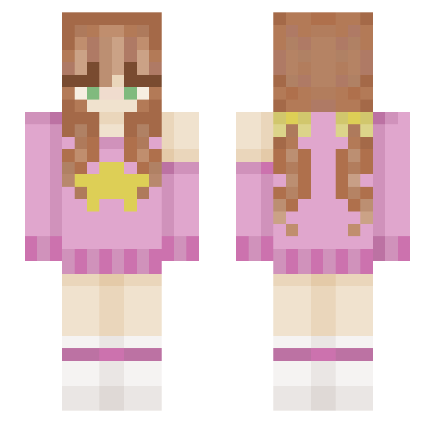 NonaChuu Minecraft skin, front and back view
