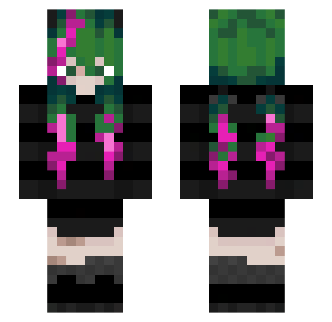 rireoka Minecraft skin, front and back view