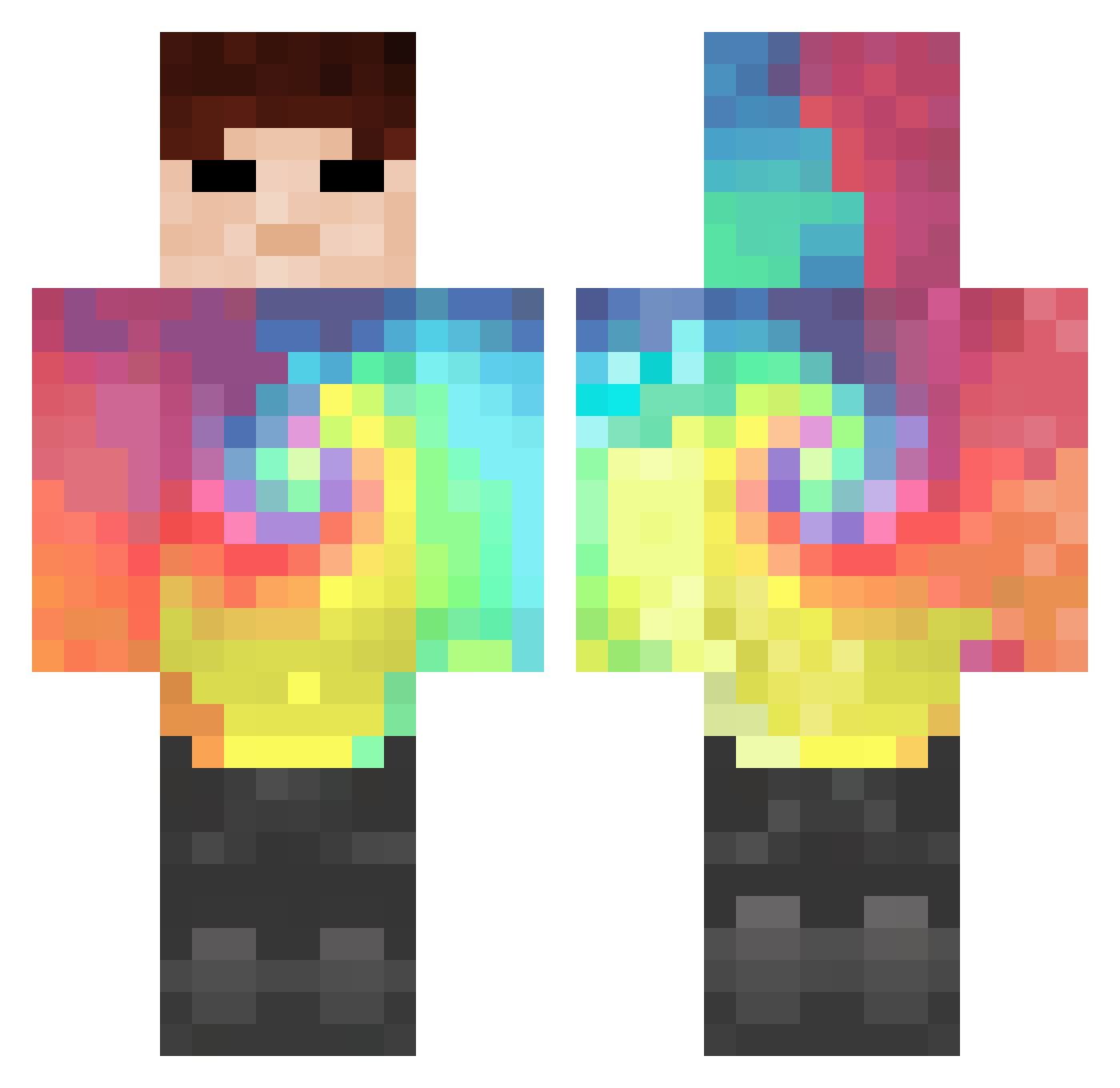 WorkingStation Minecraft skin, front and back view
