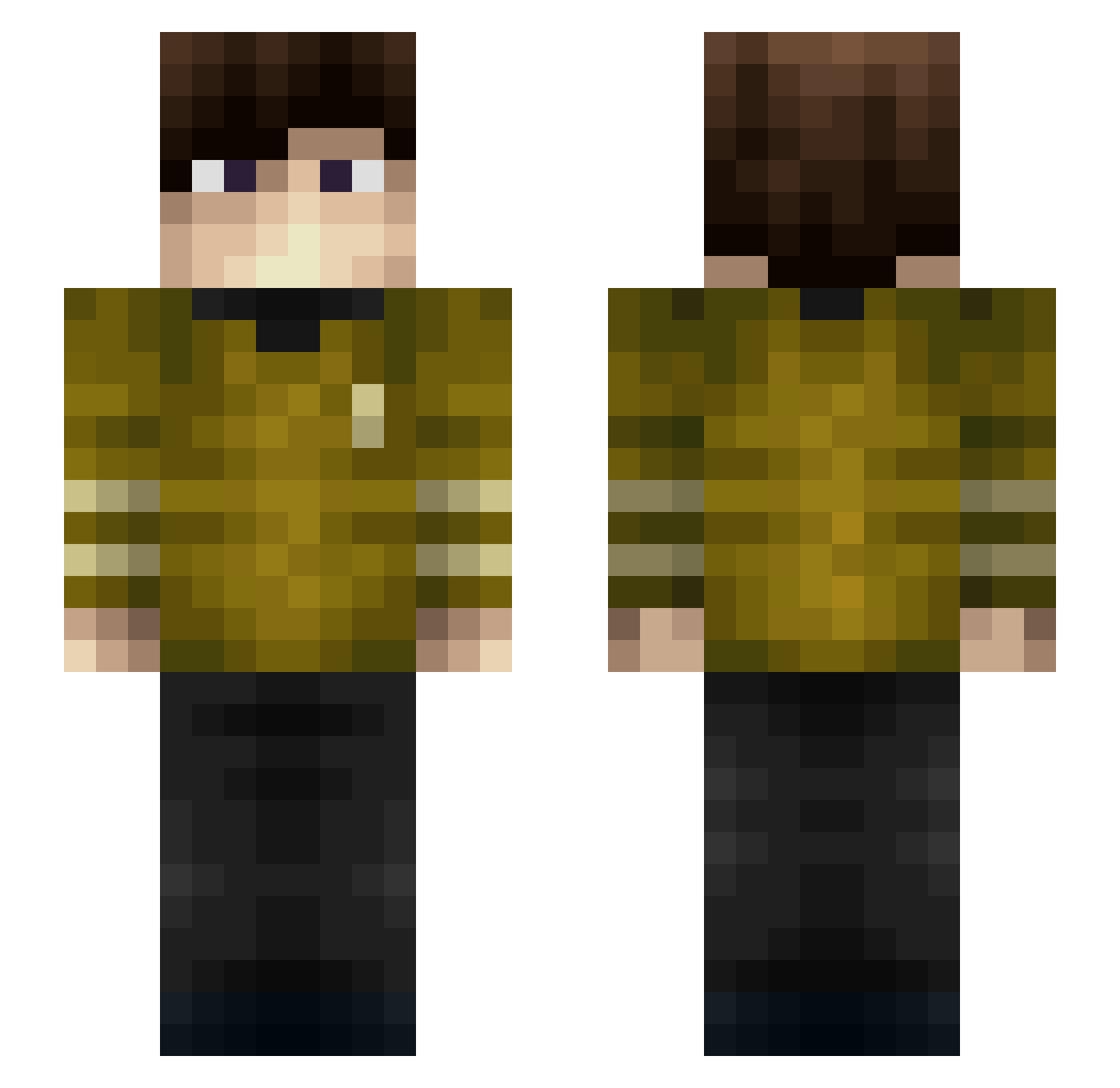 Messiah0 Minecraft skin, front and back view