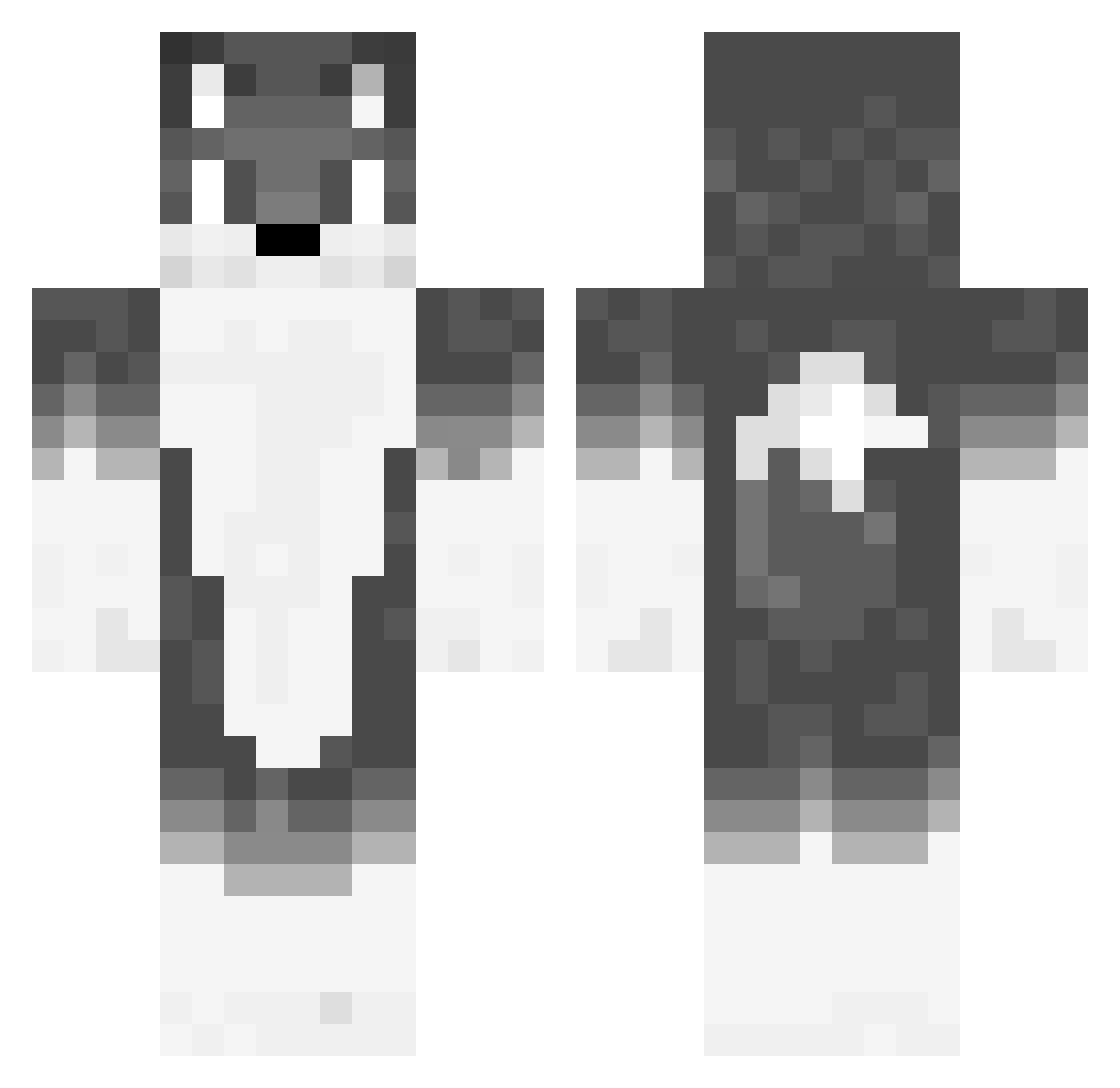 Hellns Minecraft skin, front and back view