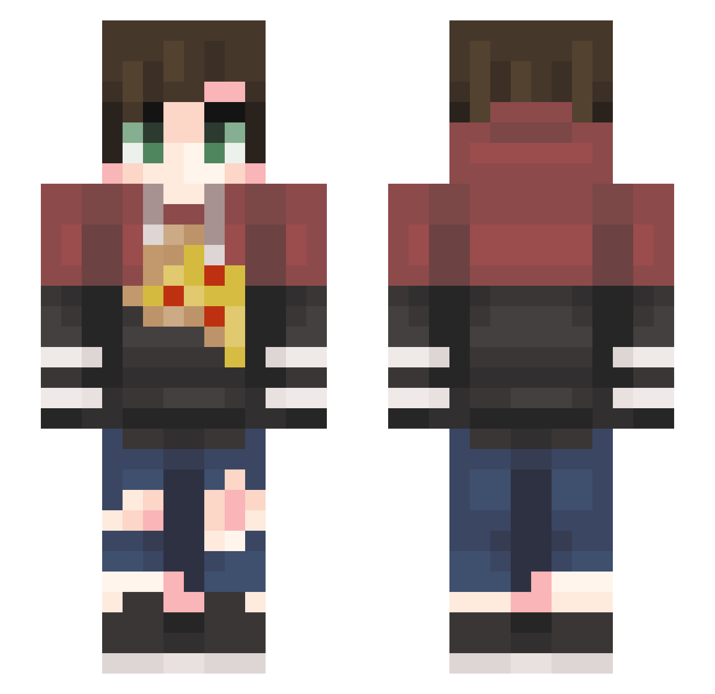theh00kcity Minecraft skin, front and back view