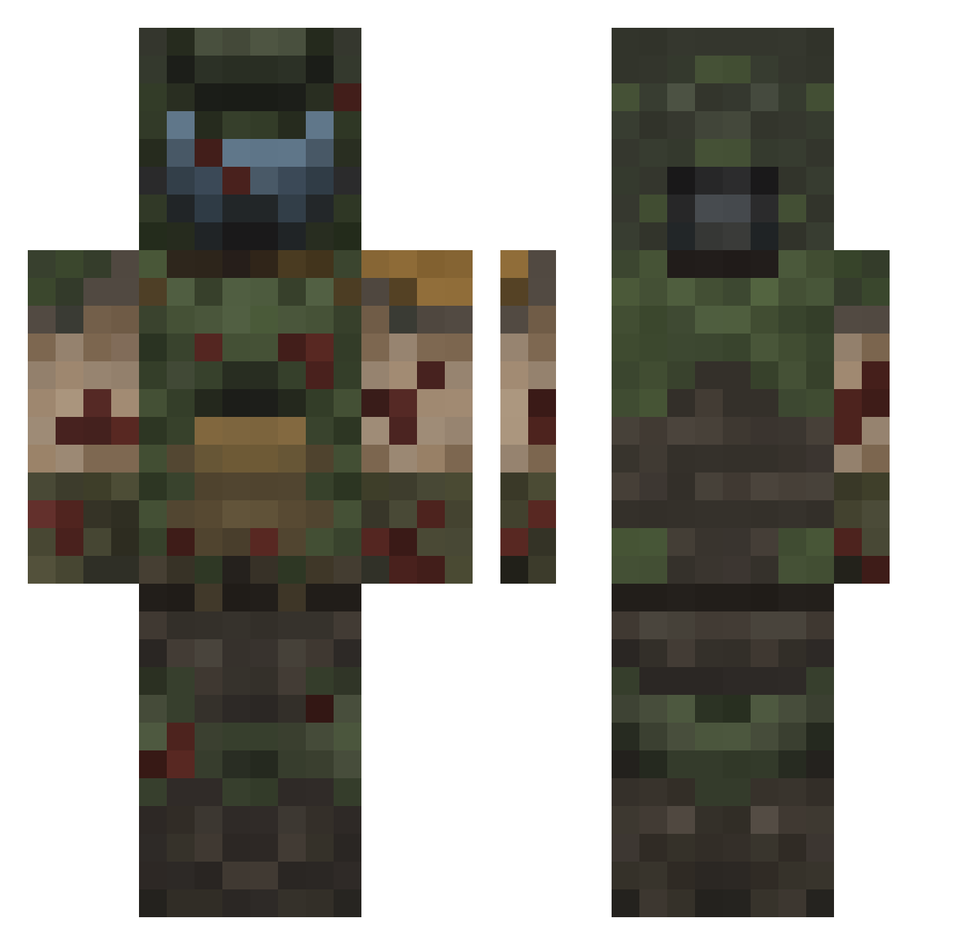 waternotfound Minecraft skin, front and back view