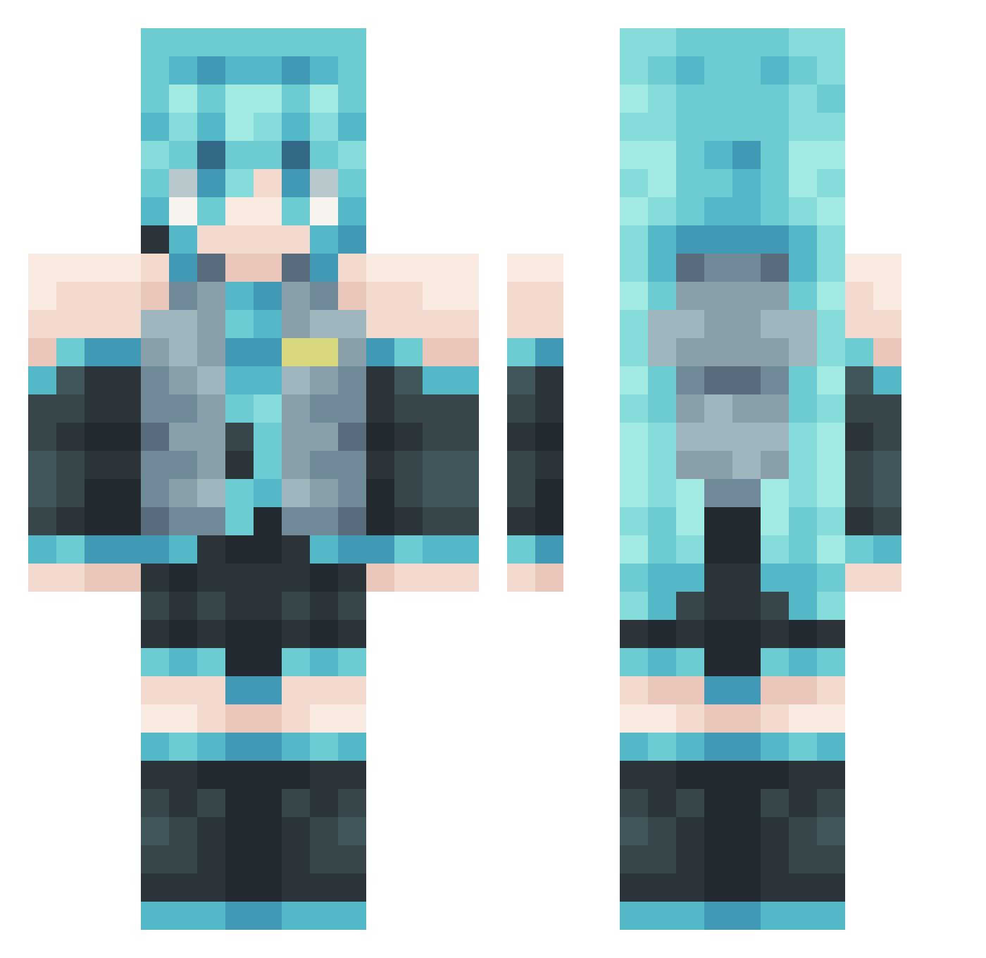 Another0Noob Minecraft skin, front and back view