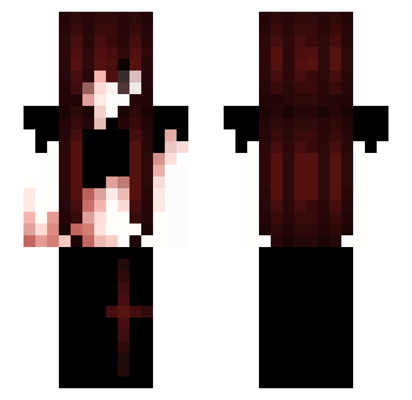 secludedness Minecraft skin, front and back view