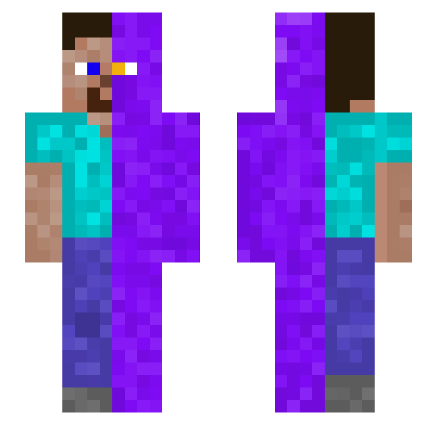 Zmord Minecraft skin, front and back view